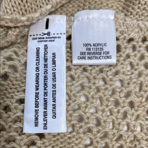 Leo & Nicole Tan Crochet Knit Cardigan - Petite Medium - NWT Orig. $58 - Picture 9 of 10